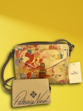 NWT Patricia Nash Avellino Crossbody Spring Multi Floral Leather Organizer Bag